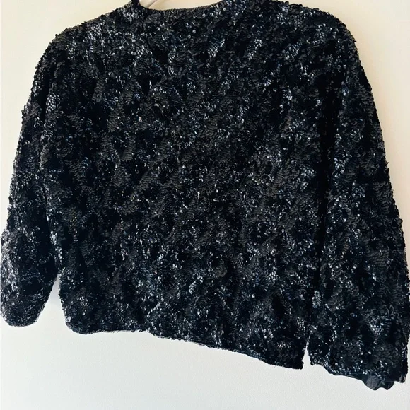 Unique Vintage Black Sequin Jacket - Picture 3 of 8